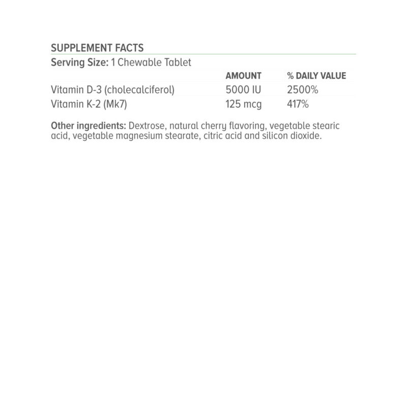 D3 K2 5000 IU Supplement Facts