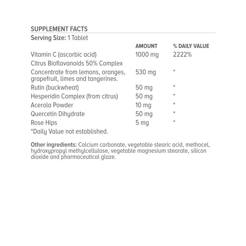 Vitamin C caspules Supplement Facts English
