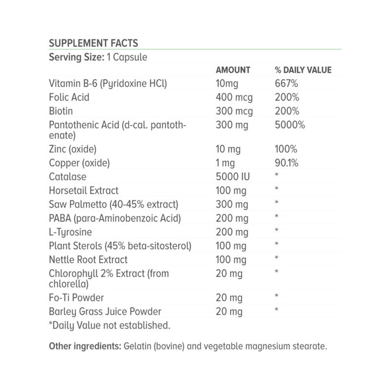 No Gray Supplement Facts English